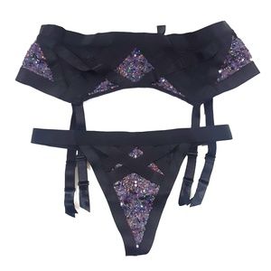 Victoria's Secret sequin garter and thong
